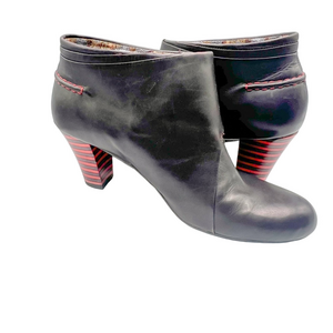Camper Black Heeled Boots with Red Stitching 8